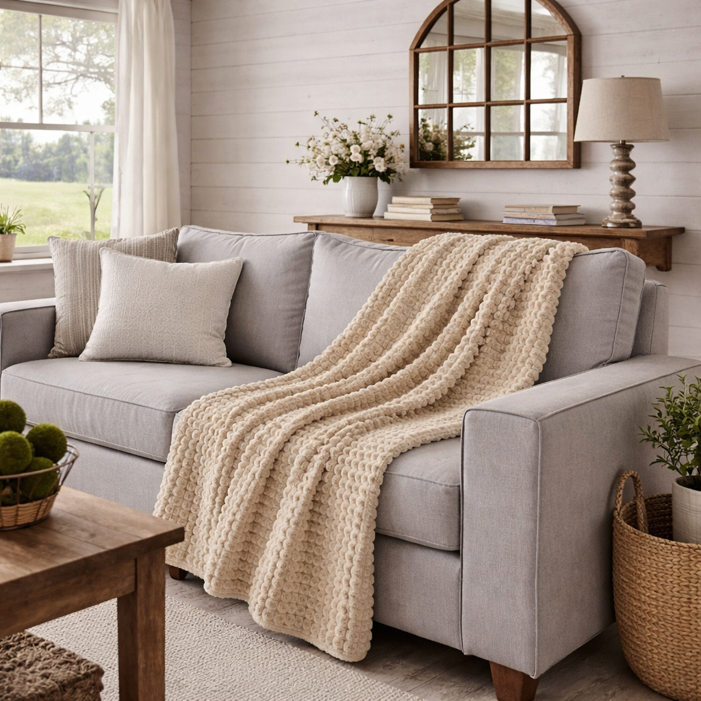 Textured Waffle Large Throw Blanket - 60"x80"