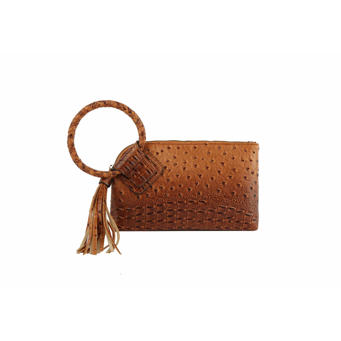 HF  Tassel Accented Embossed Wristlet Clutch  JYV-0374