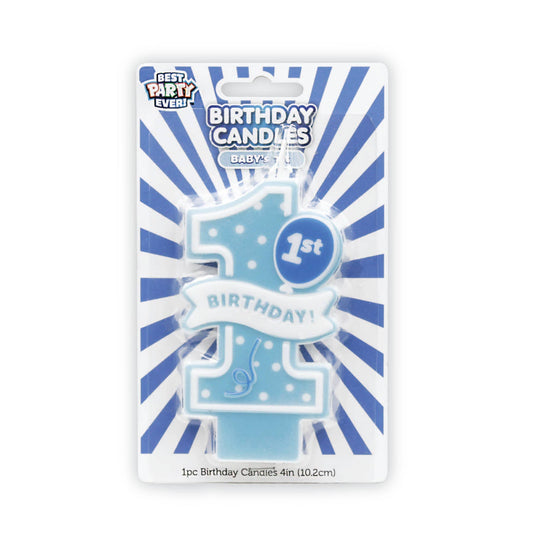 Baby's First Birthday Blue Birthday Candle