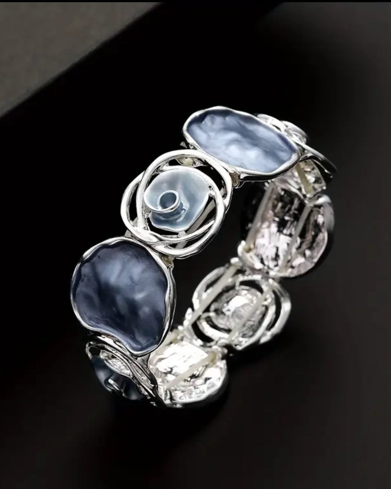 Blue Rose Bangle Bracelet