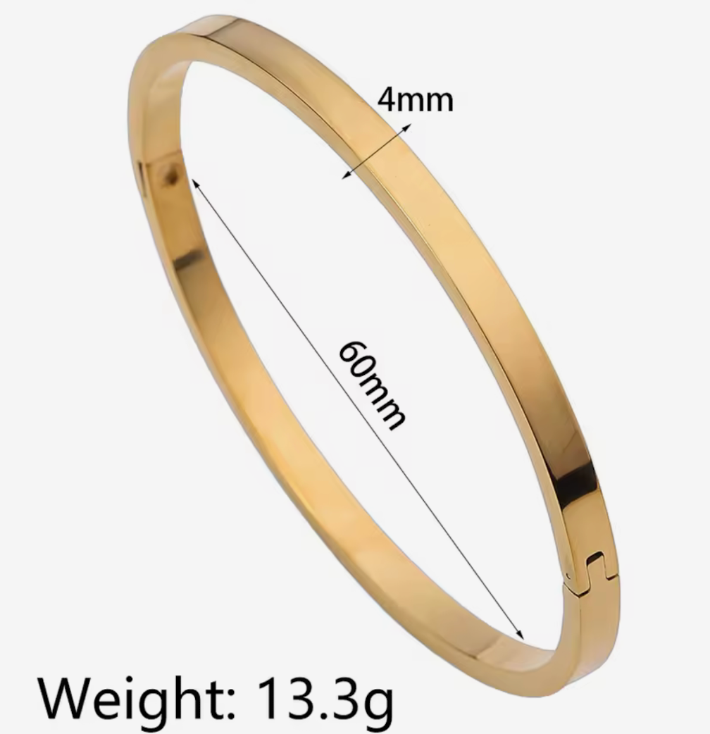 Gwen-Hinge Bangle 14K Gold Waterproof PVD