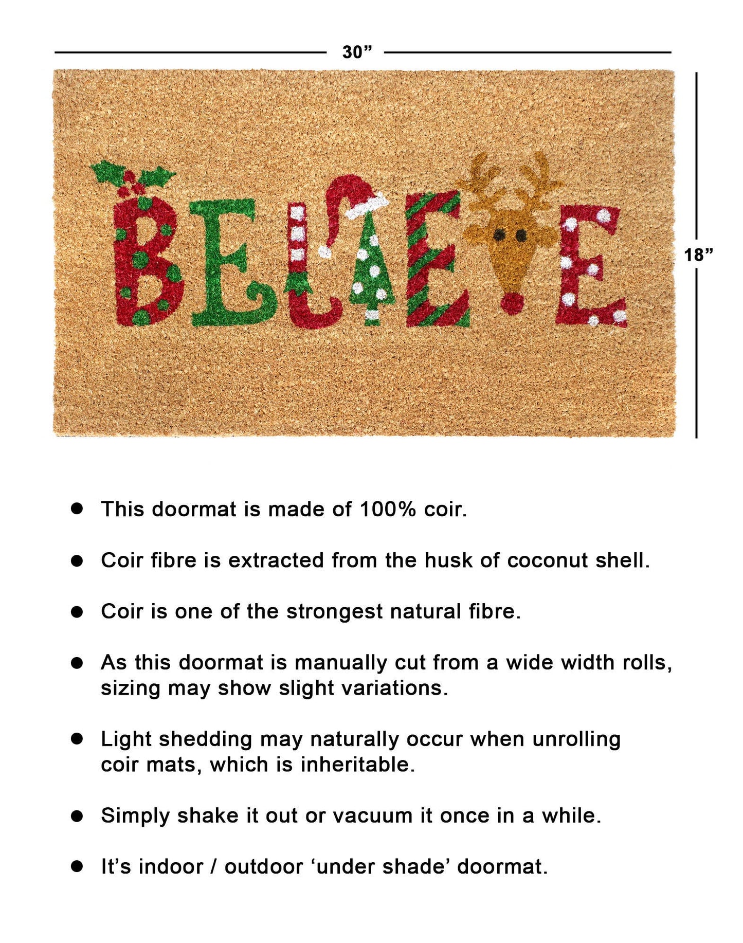 Believe Doormat, 18" x 30"