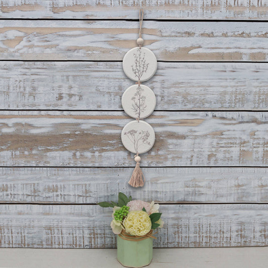 Farmhouse Wood Flowers and Beads Wall Art Hanging Decor