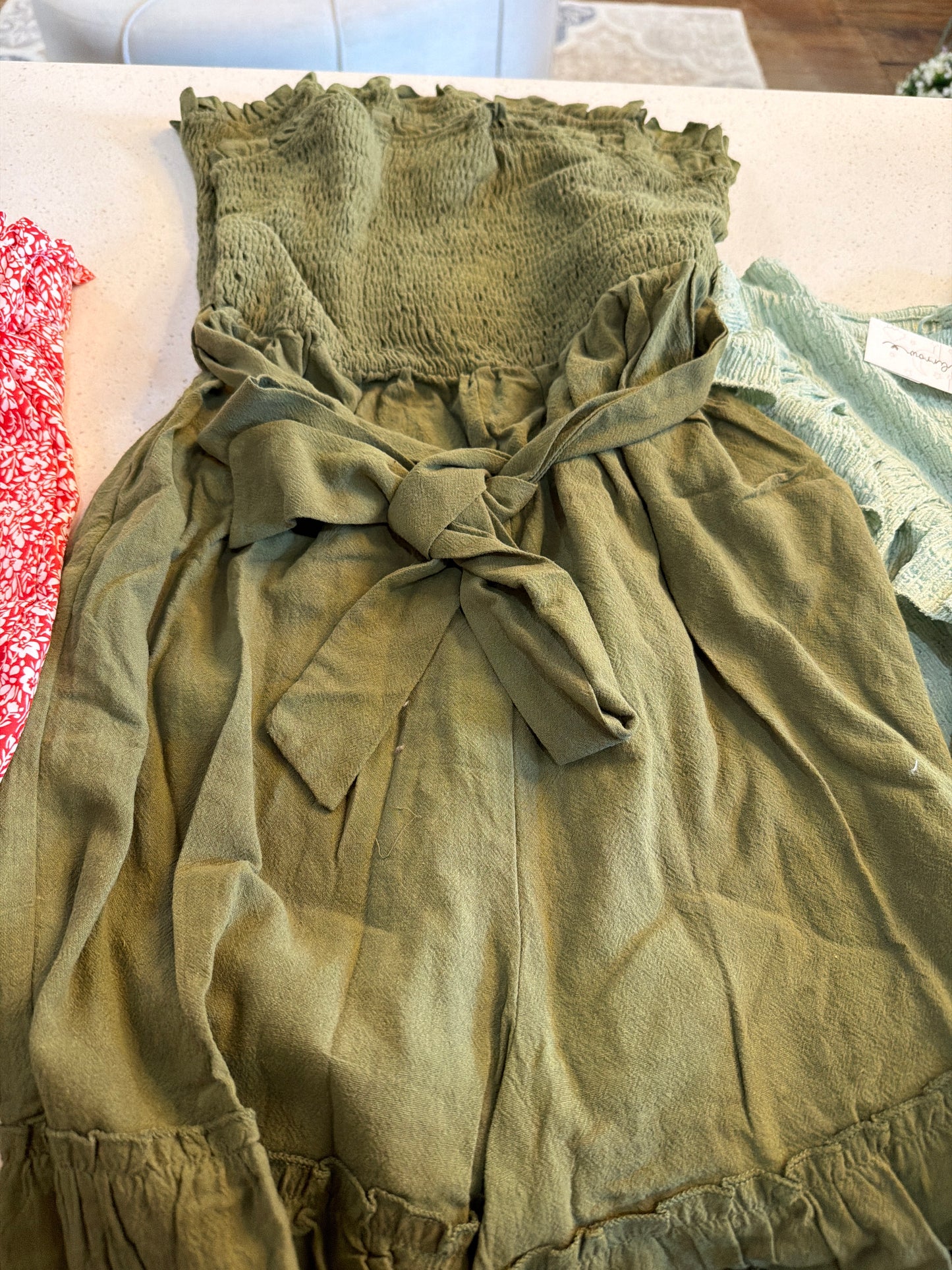 Army Green Strapless Romper