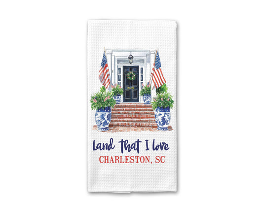 City State 4th July Patriotic Kitchen Towel Red White Blue