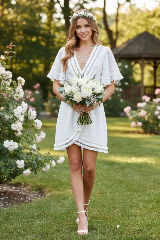 Springtime Flutter Sleeve Tie-Waist Dress 5108IMD