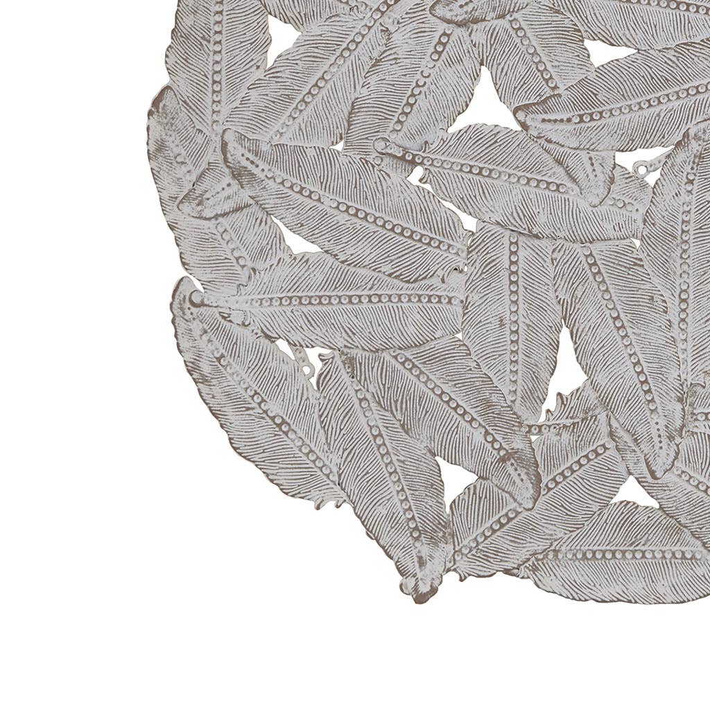 100% Metal Painted Feather Cutout Wall Decor