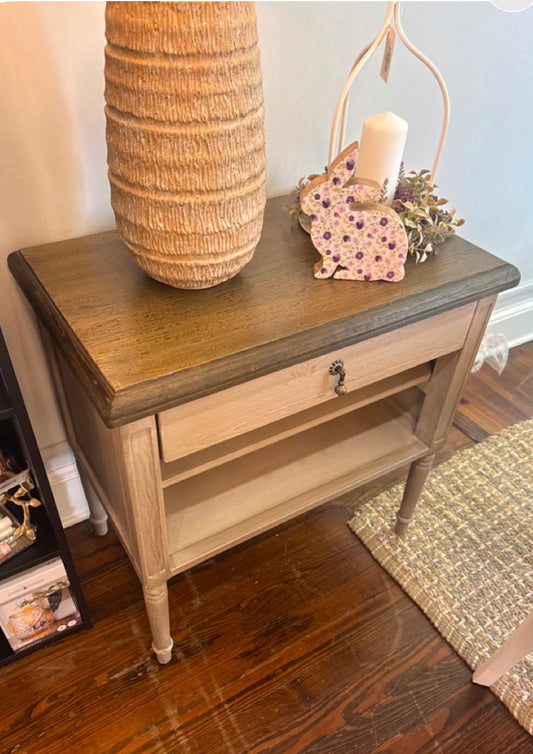 Sarried Side Table two tone wood
