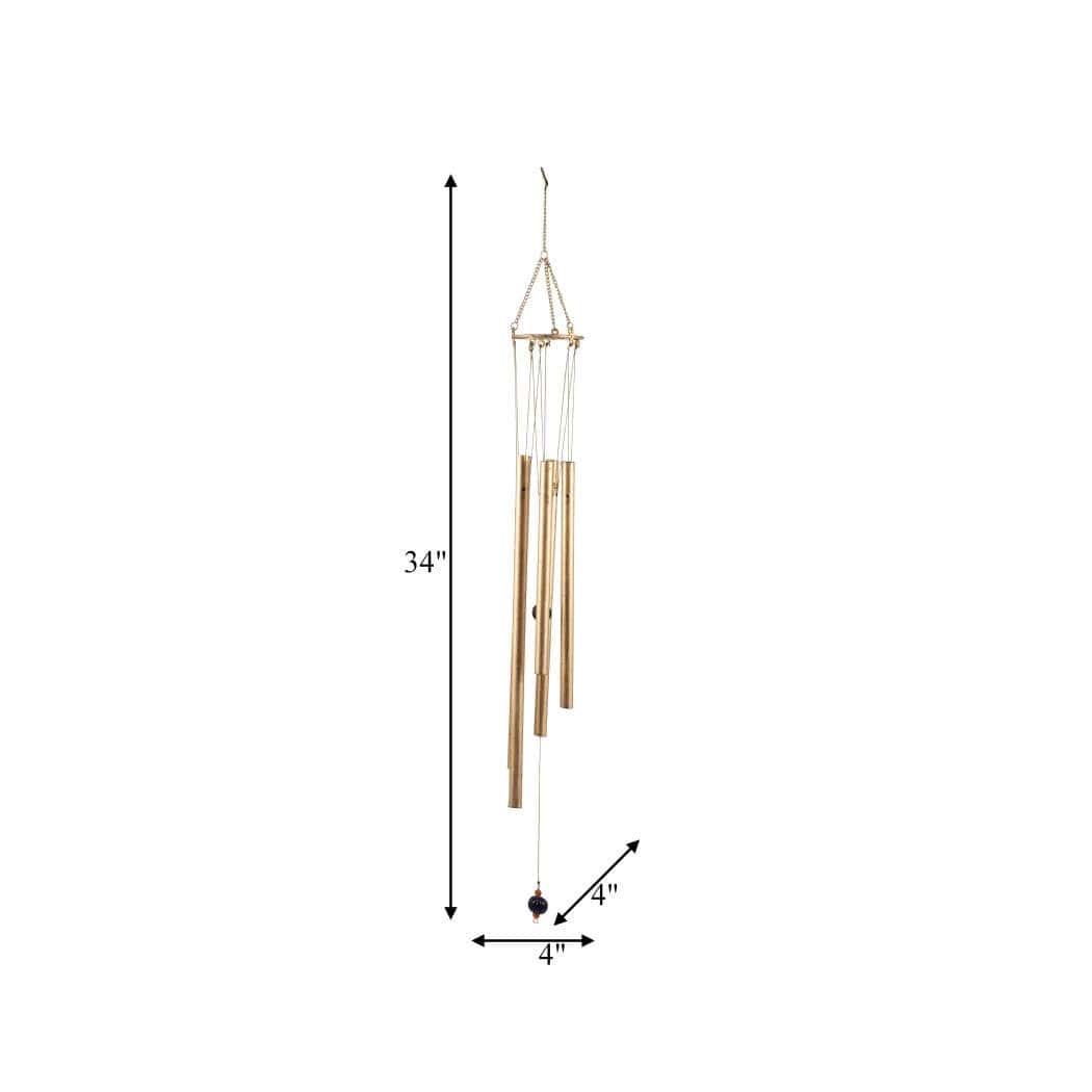Metal Five-Pipes Hanging Wind Chime Bells - Gold, 43 in.