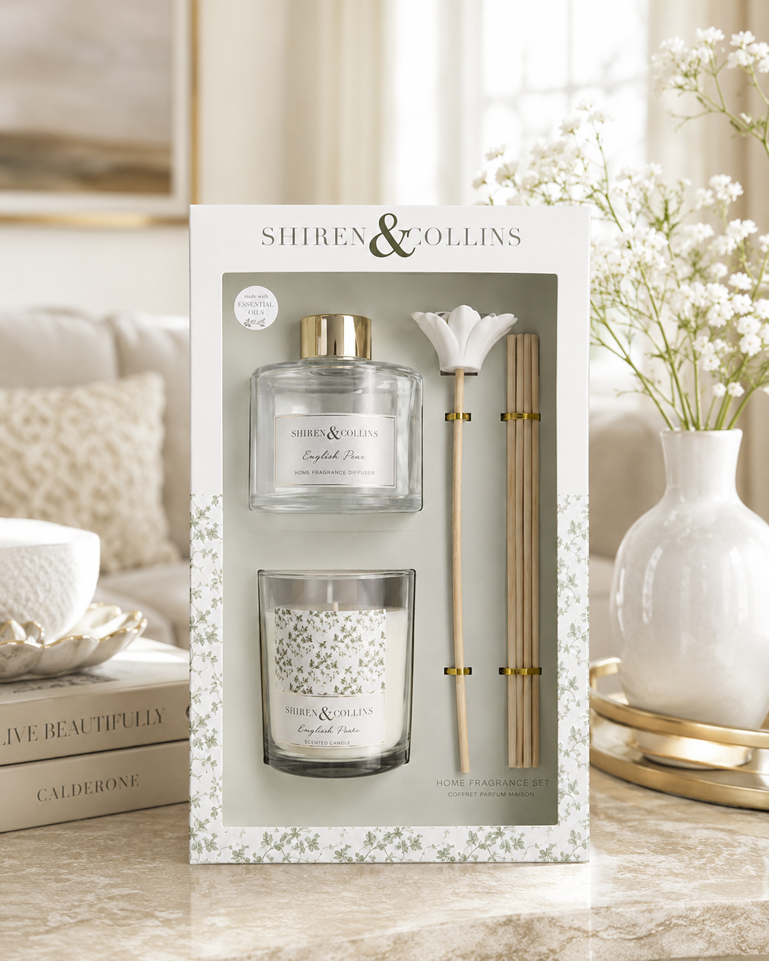 Gr Toile CandleDiffuser Gift Set