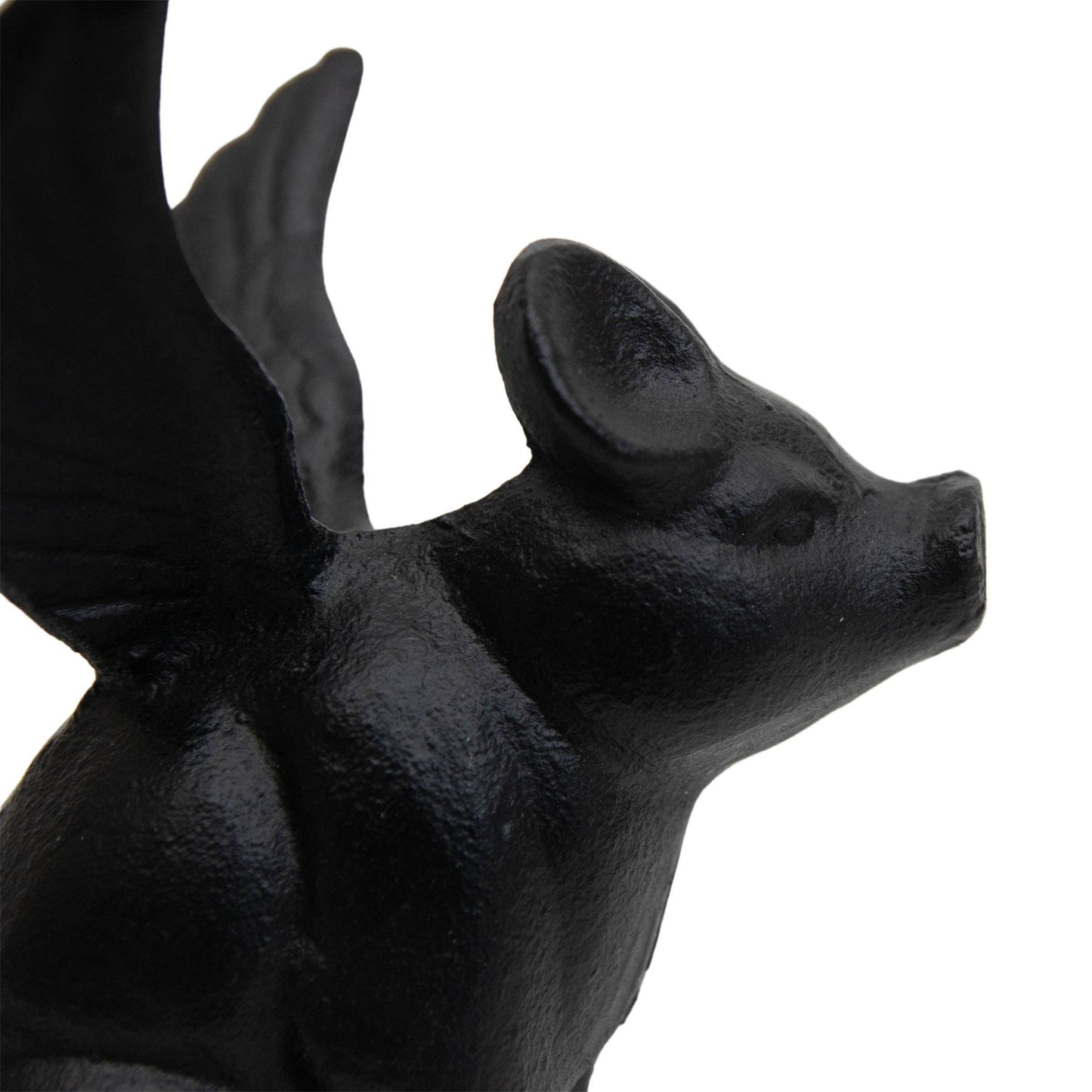 Flying Pig Farmhouse Black Cast Iron Decorative Figure