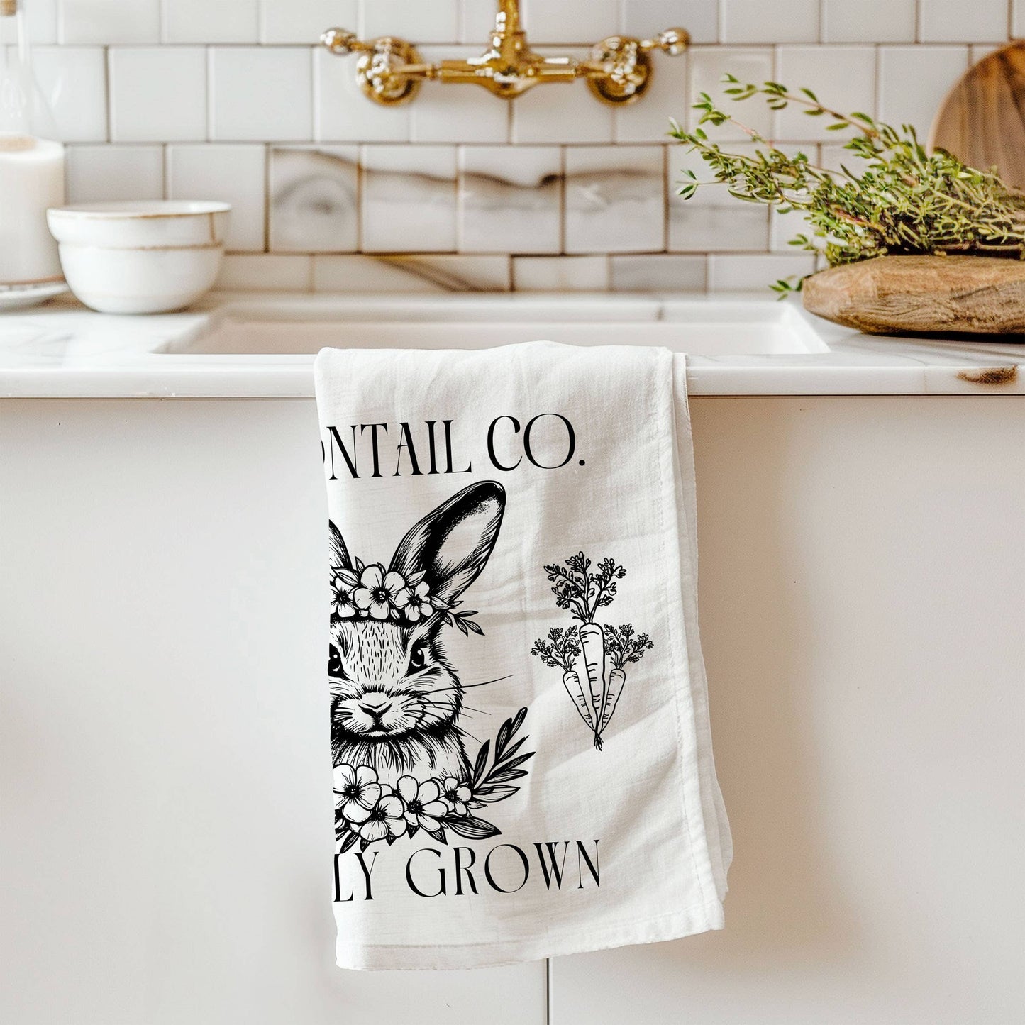 Bubblegum & Bow Pink Easter Bunny & Spring Kitchen Towels