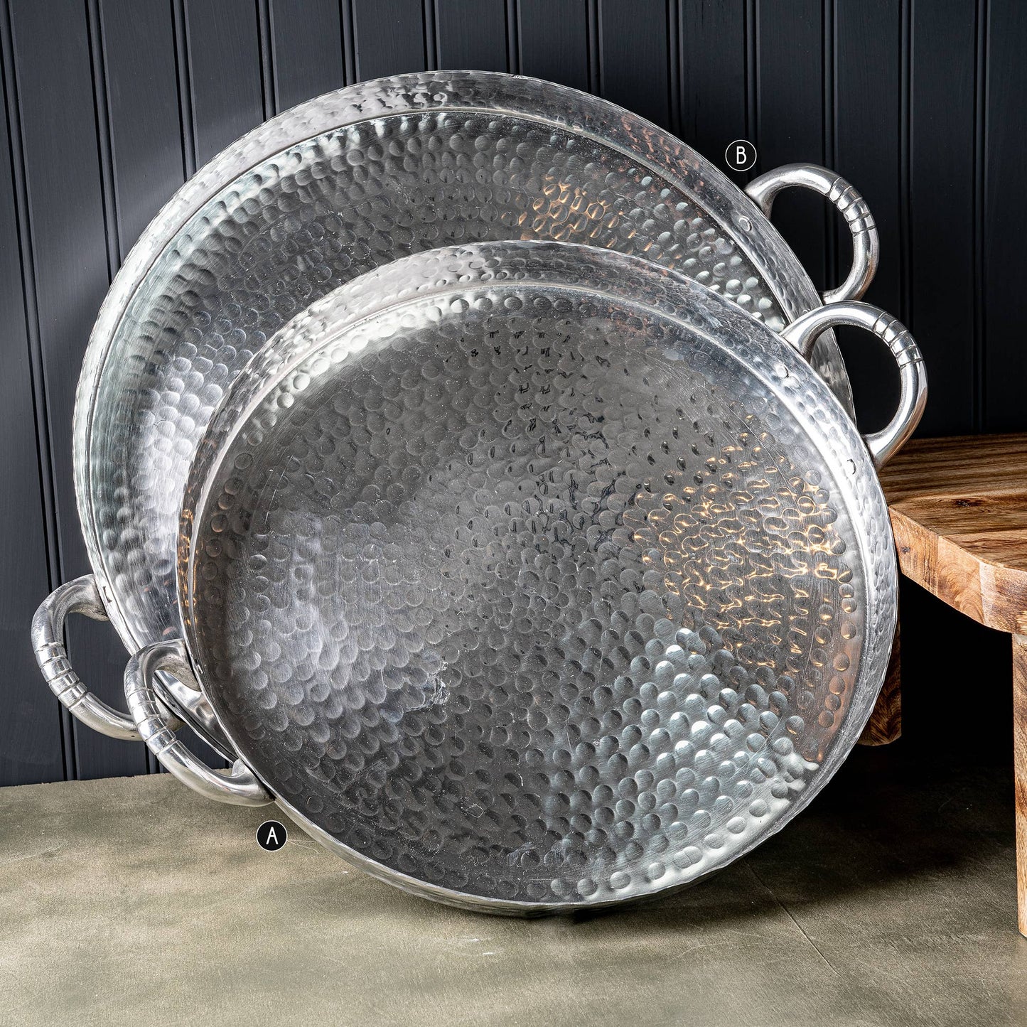 19" Scalloped Hammered Tray