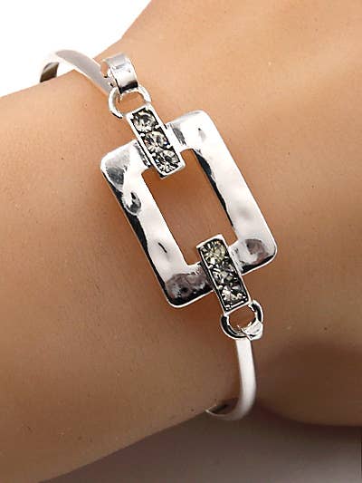 FR6494 Crystal Rhinestone Rectangle Casting Bangle