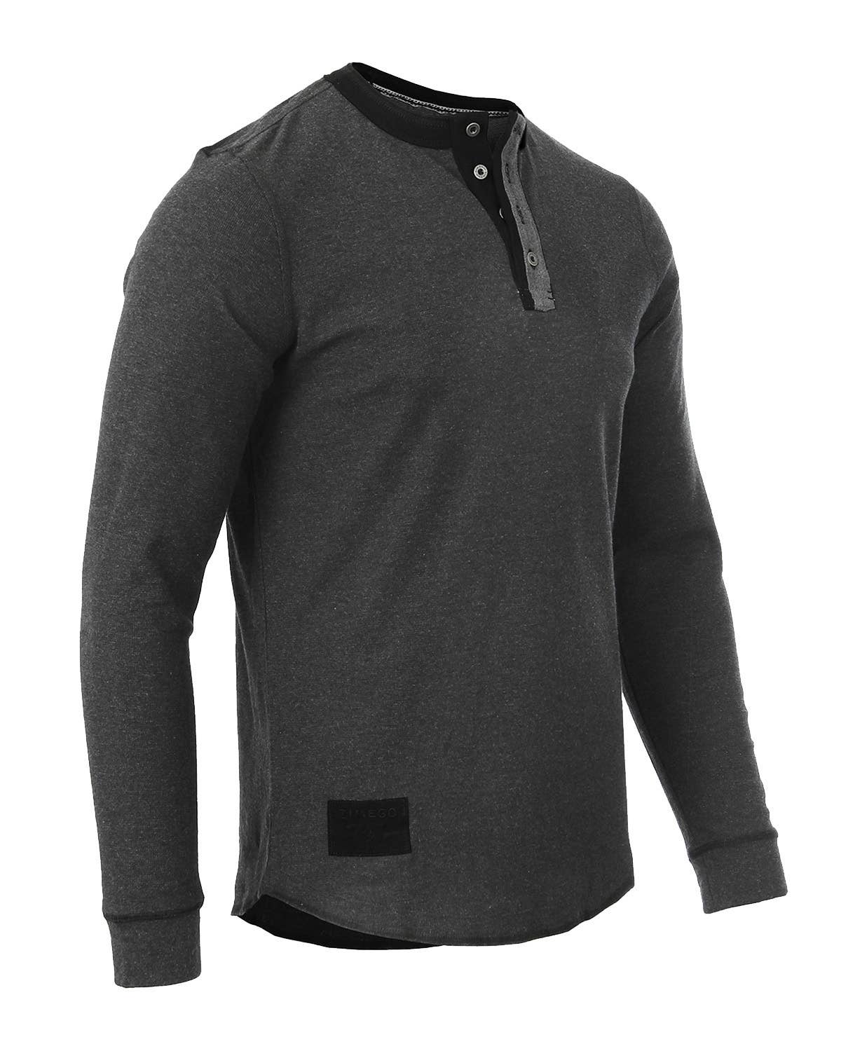 LS608 ZIMEGO Mens Casual Thermal Long Sleeve Henley Shirt