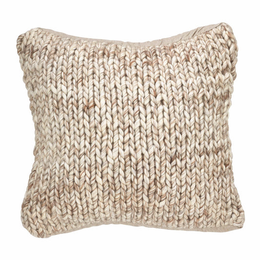 Hand Cable Knit Down Filled Wool Blend 18" Throw Pillow