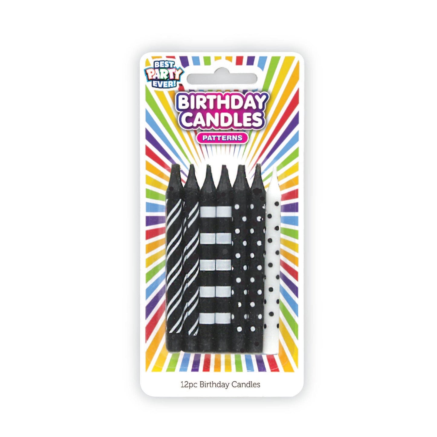 Black and White Patterned Birthday Candles