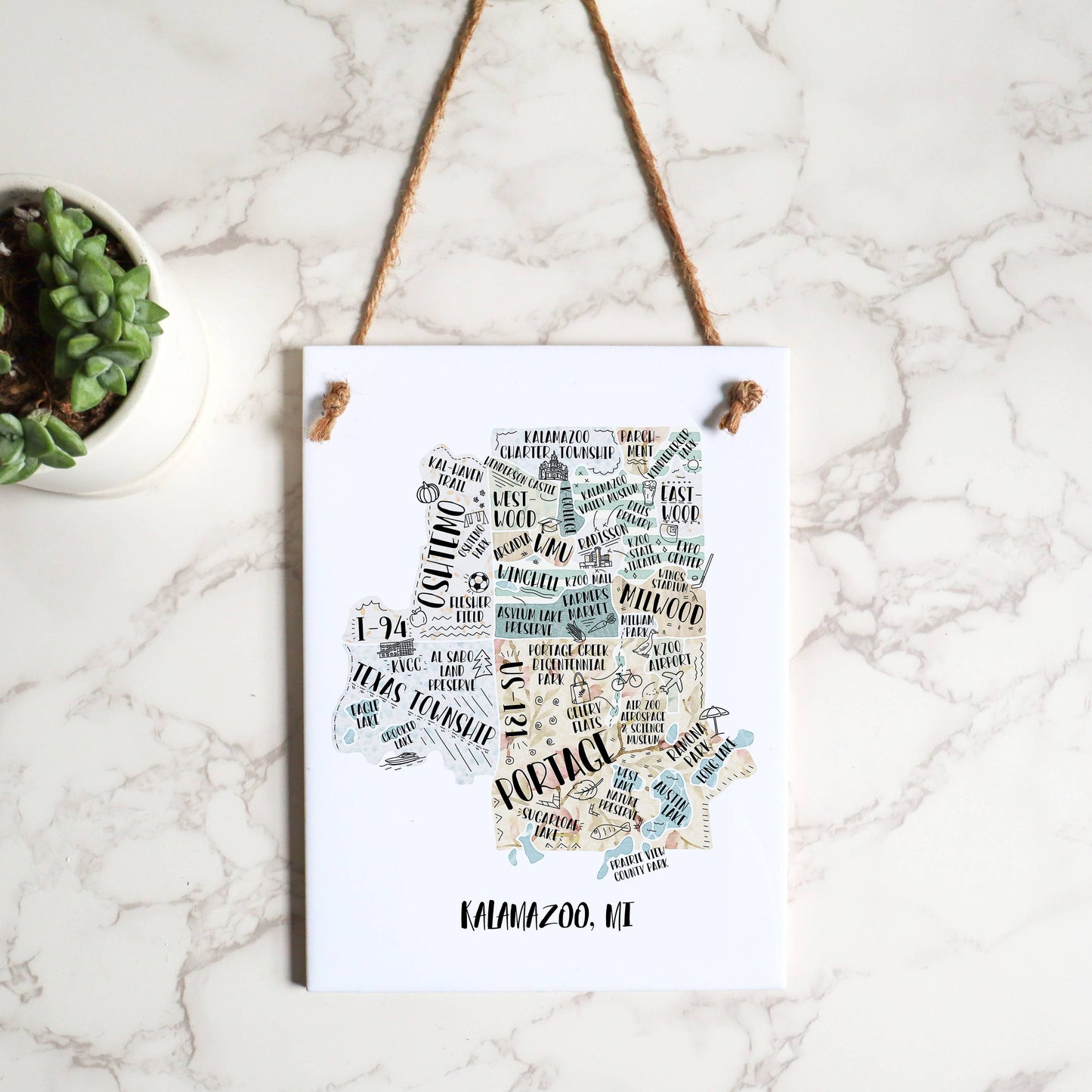 Hand Drawn Map Tile Sign -