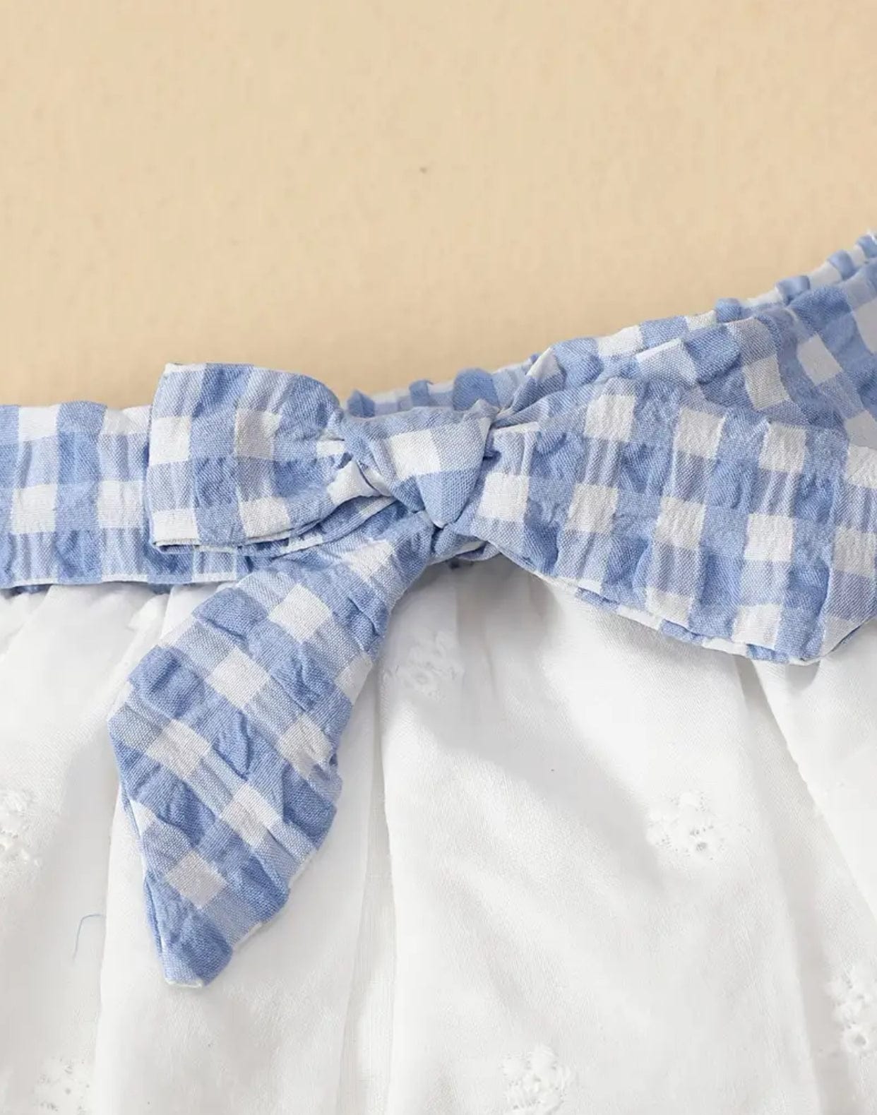 Ruffled Plaid Print Top and Lace Hem Skirt