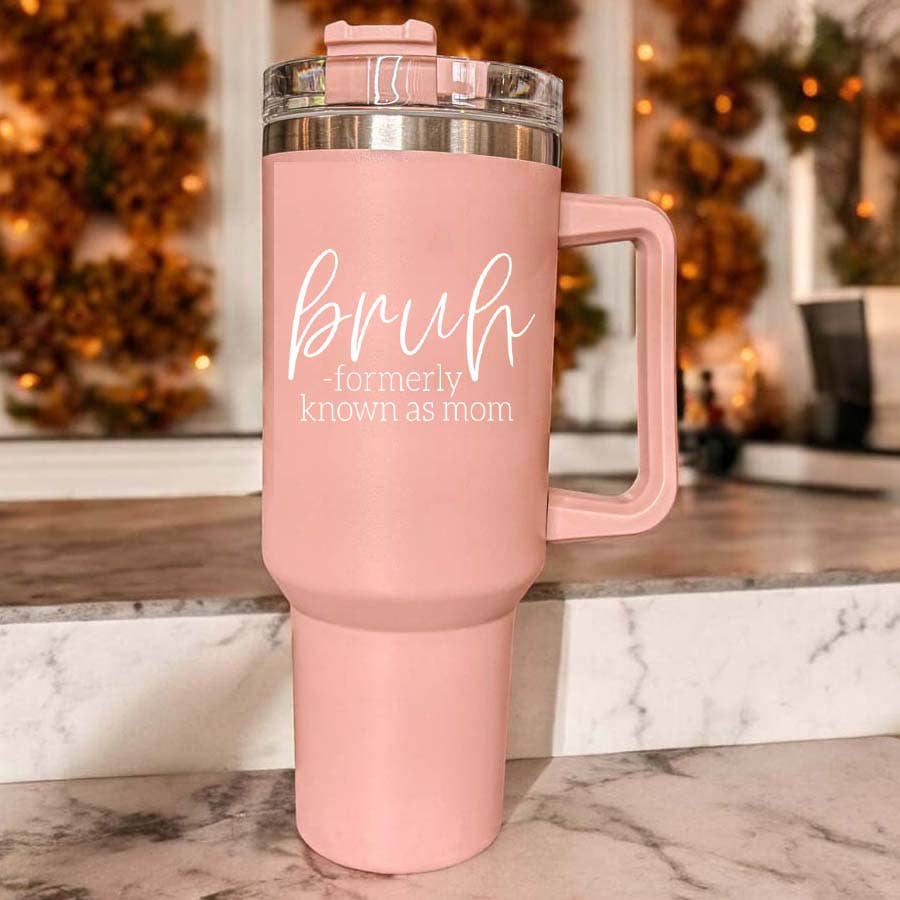 Mom's Sippy Cup, Back to School Gift, 40 oz Pink Tumbler Lid