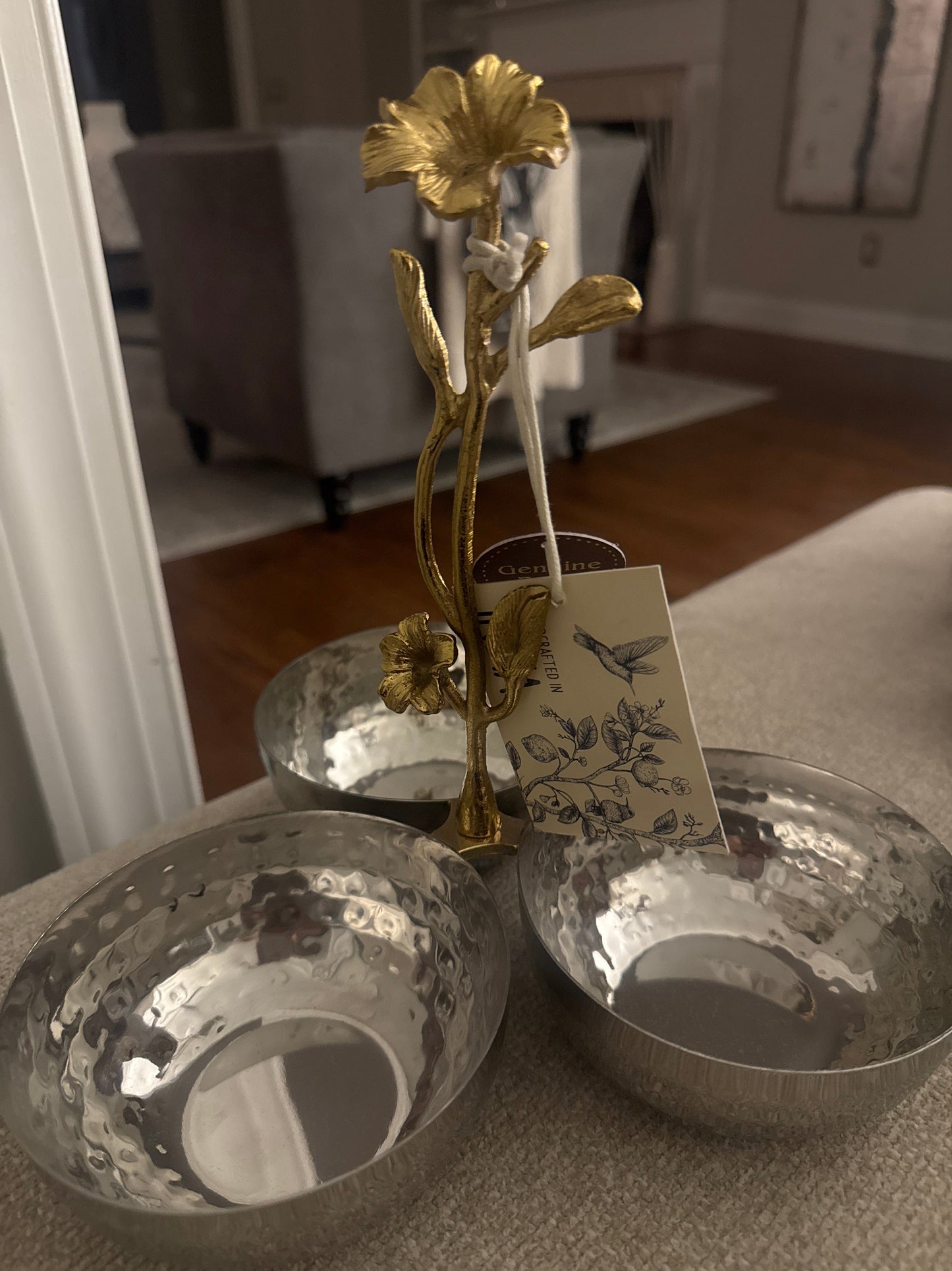 Elegant Metal Tri-Bowl