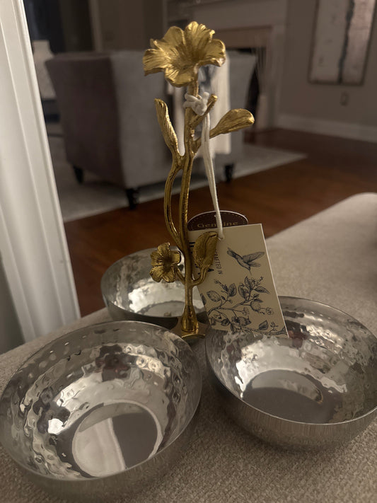 Elegant Metal Tri-Bowl