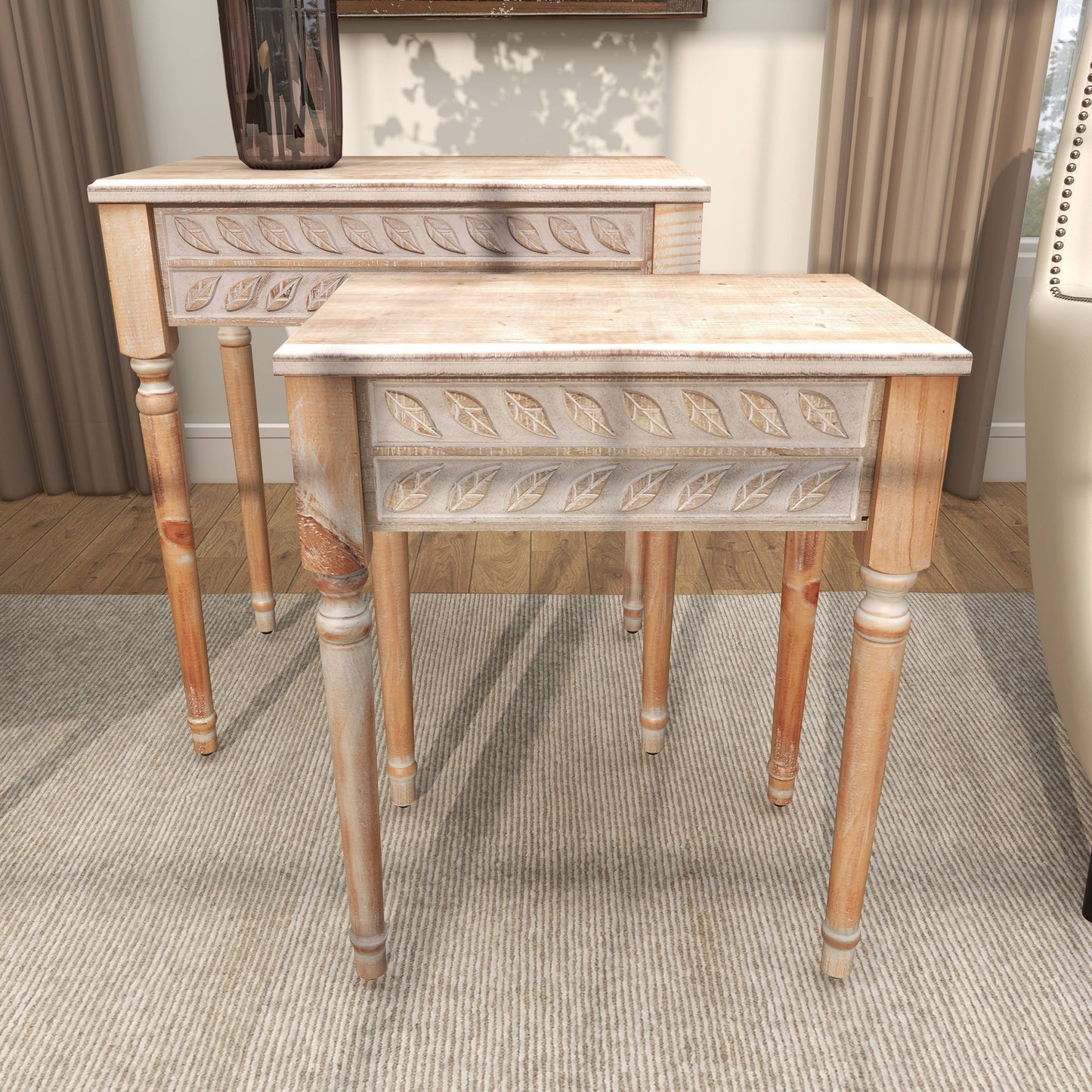 Farmhouse Brown Wooden Accent Table Large