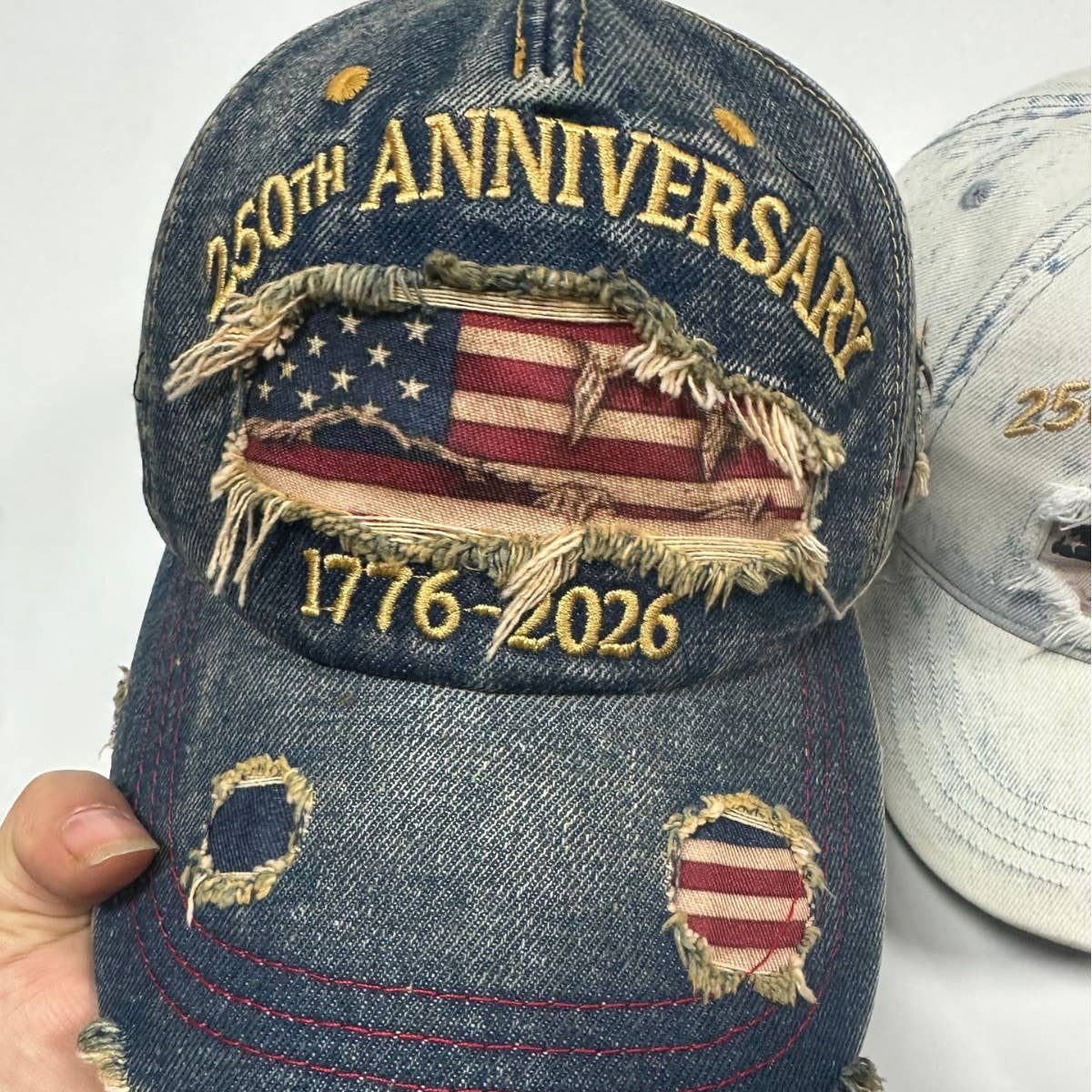 250th Anniversary USA Flag Embroidered Denim Baseball Cap
