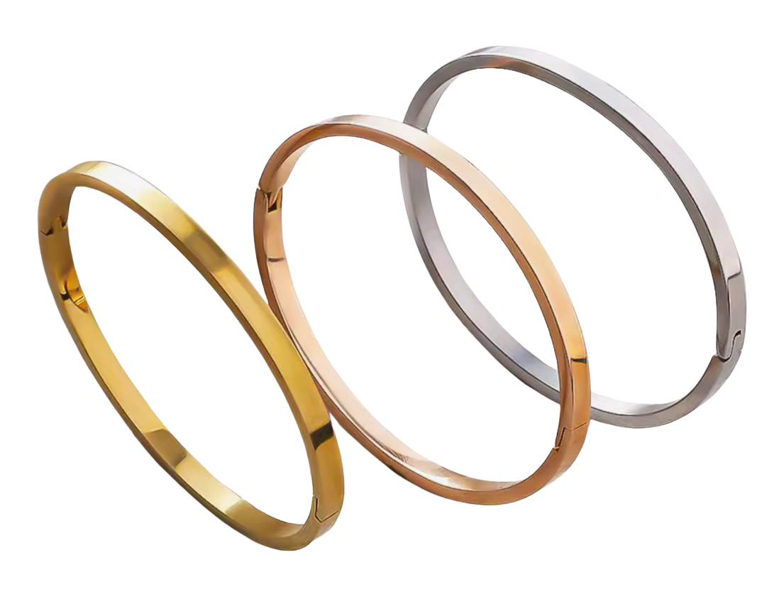 Gwen-Hinge Bangle 14K Gold Waterproof PVD