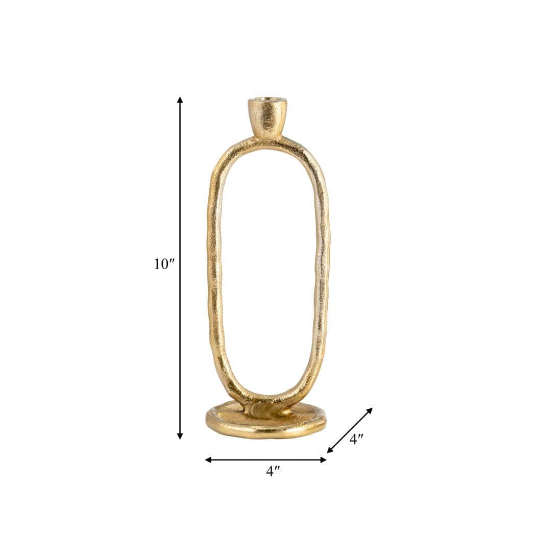 Metal Open Oval Taper Candle Holder - Gold, 10 in.