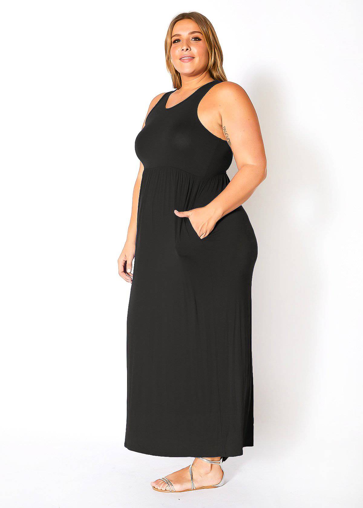 Bellatrix Plus Size Women's Sleeveless Pleated Maxi Dress