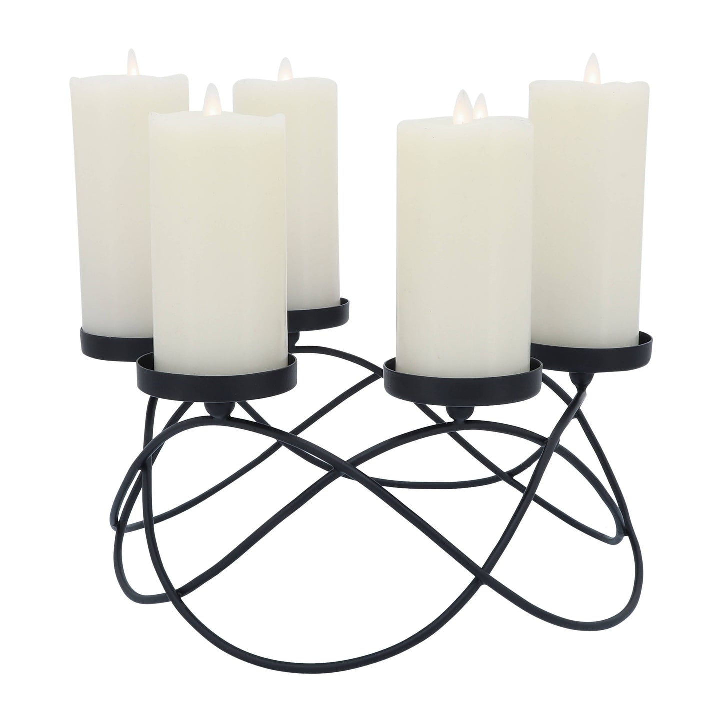 Metal Curved 6 Round Platforms Candle Holder - Black, 6 in.