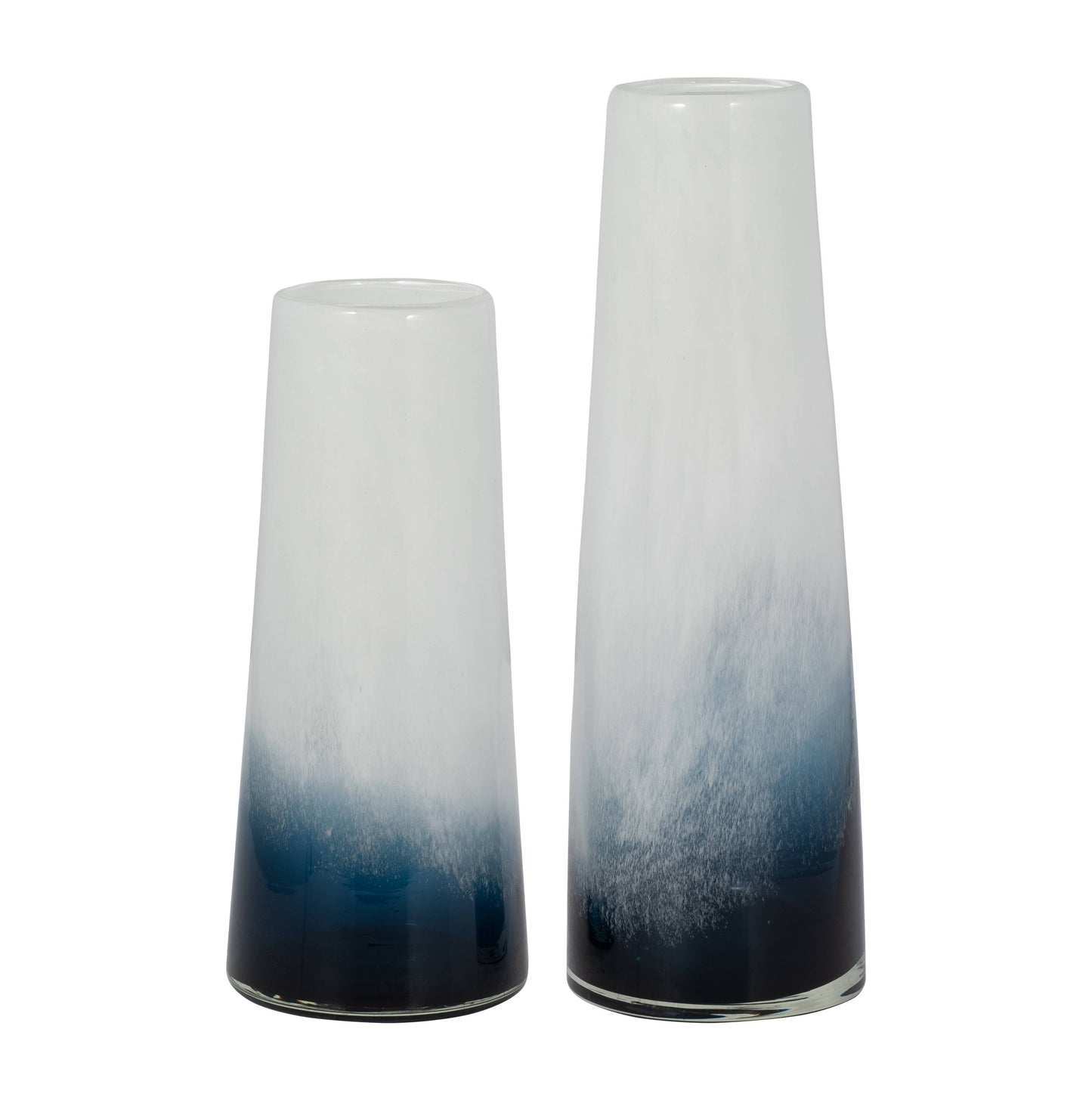 Glass Ombre Cylinder Waters Decorative Vase - Blue, 15 in.