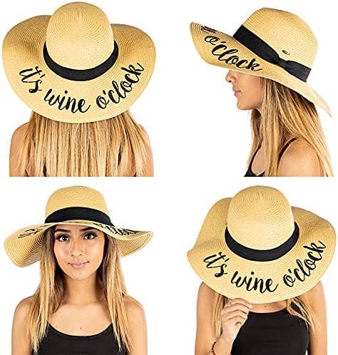 Embroidered Sun Hat - It's Wine O'clock