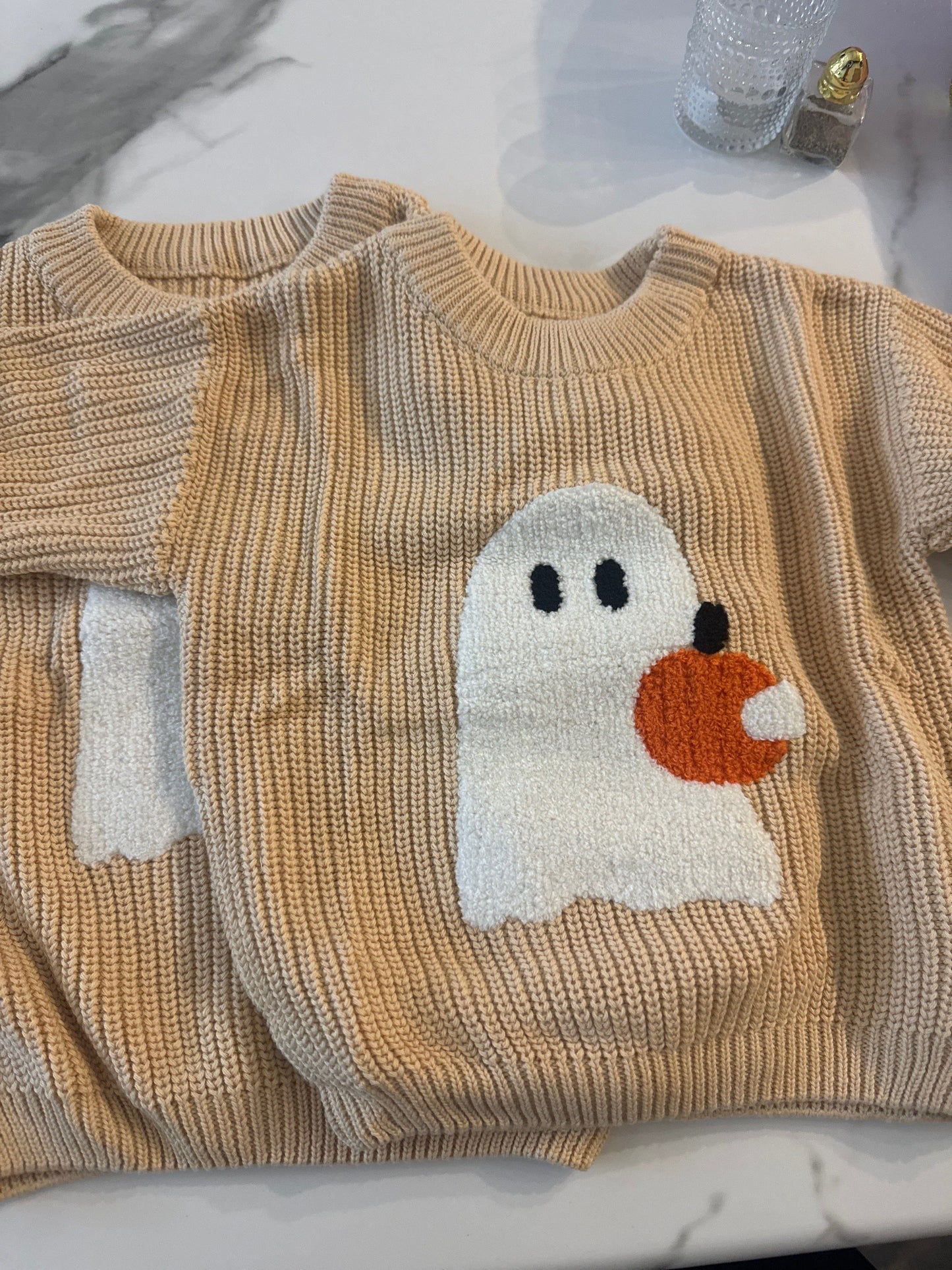 Toddler Ghost w/Pumpkin Sweater