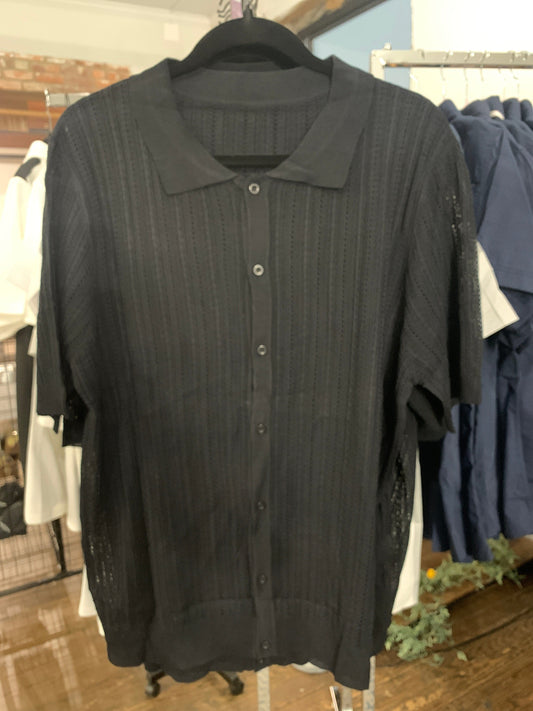 Black Button Up Short Sleeve Shirt