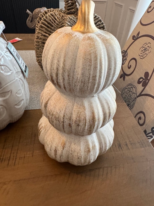 Gold and Wh Stacked Pumpkin