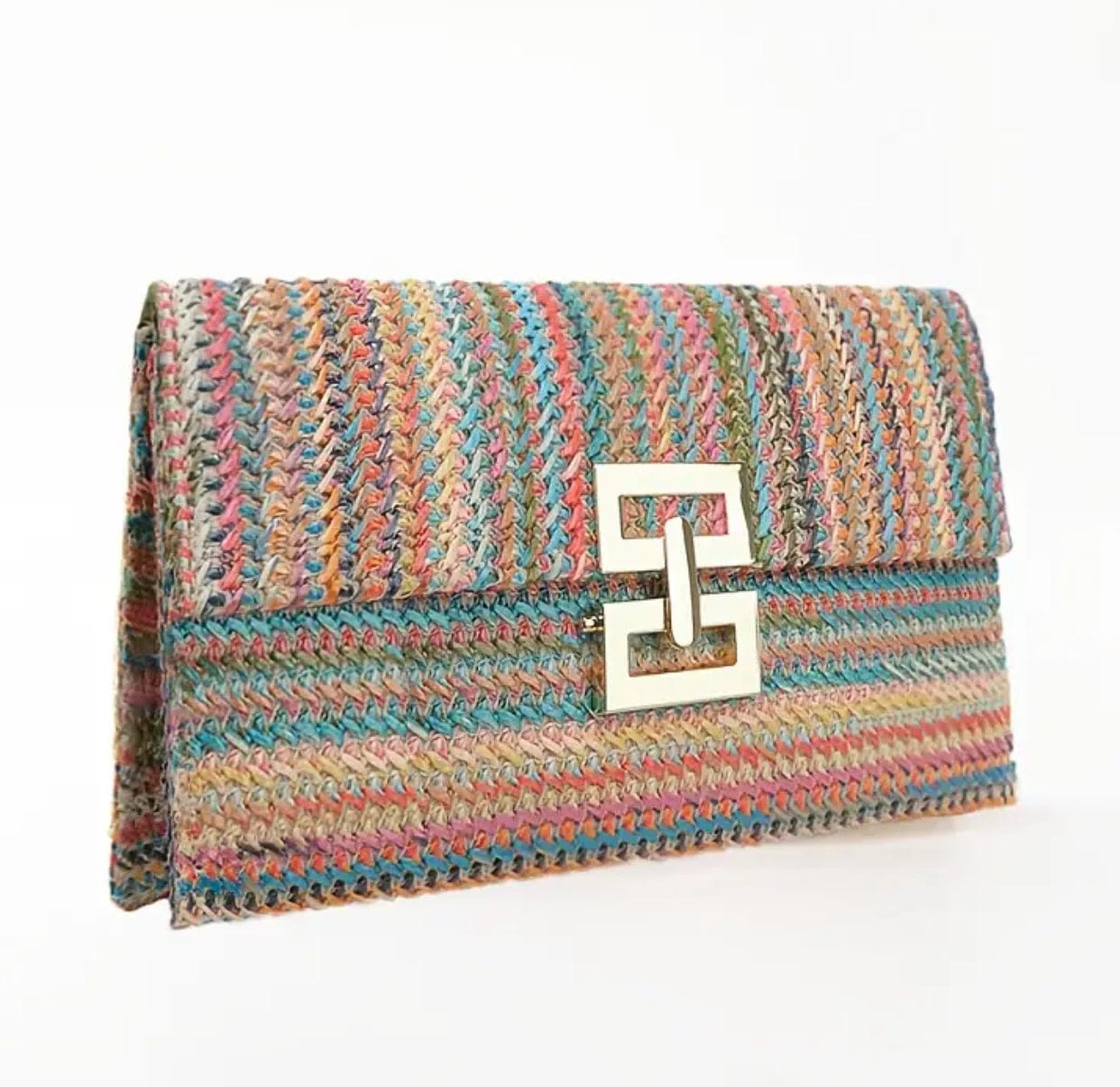 Woven Striped Clutch