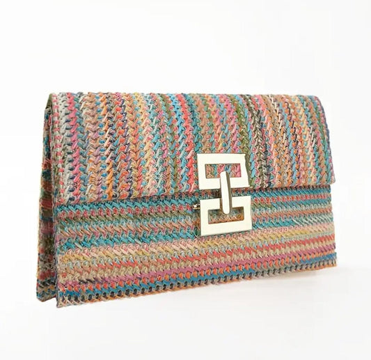 Woven Striped Clutch