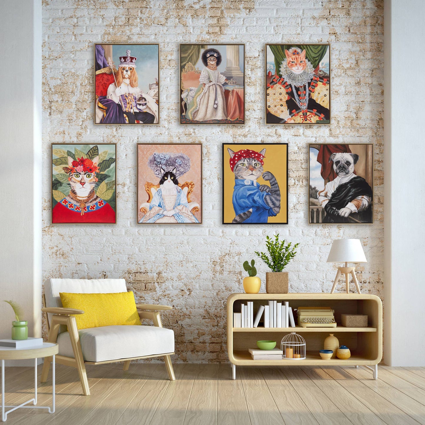 Royal Pet Portrait Framed Canvas Wall Art, Bohemian Cat