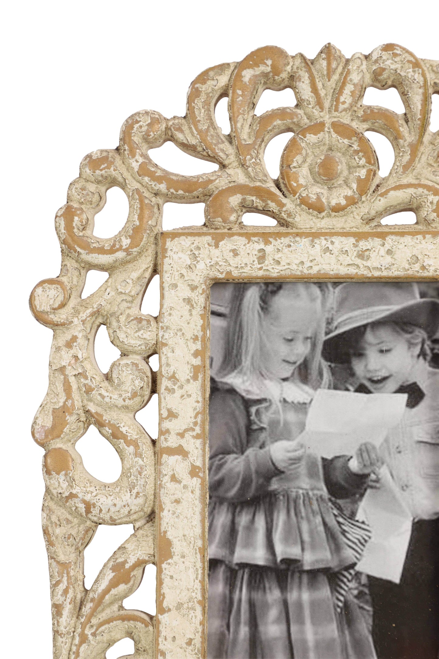 Vintage White Wooden Photo Frame