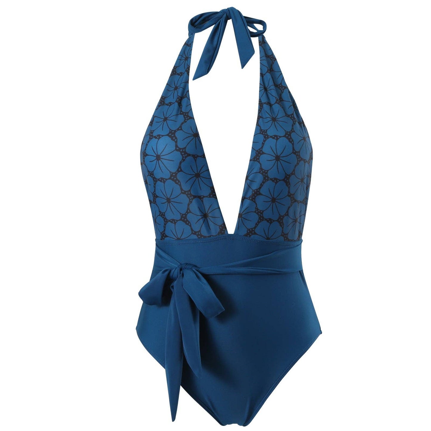 Flower Print Halter Swimwear with Cover