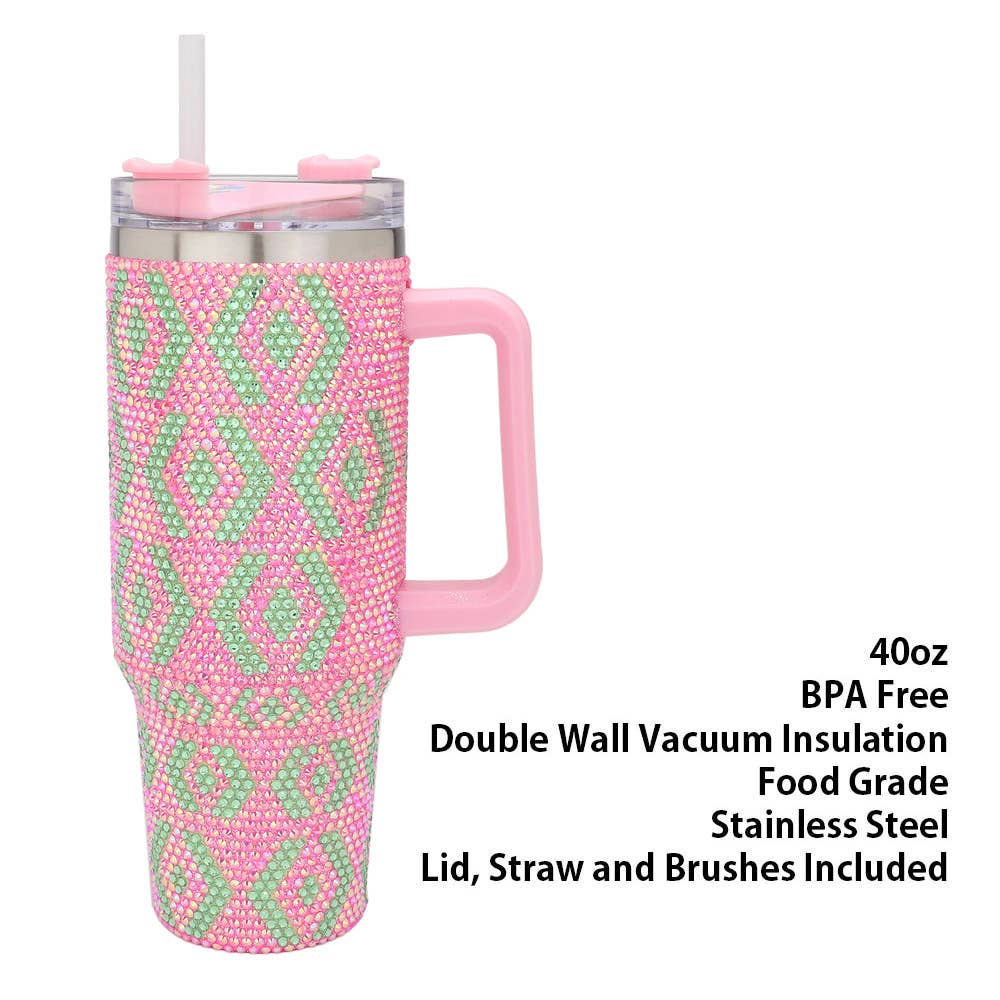 Bling Studded Abstract 40oz Stainless Steel Tumbler