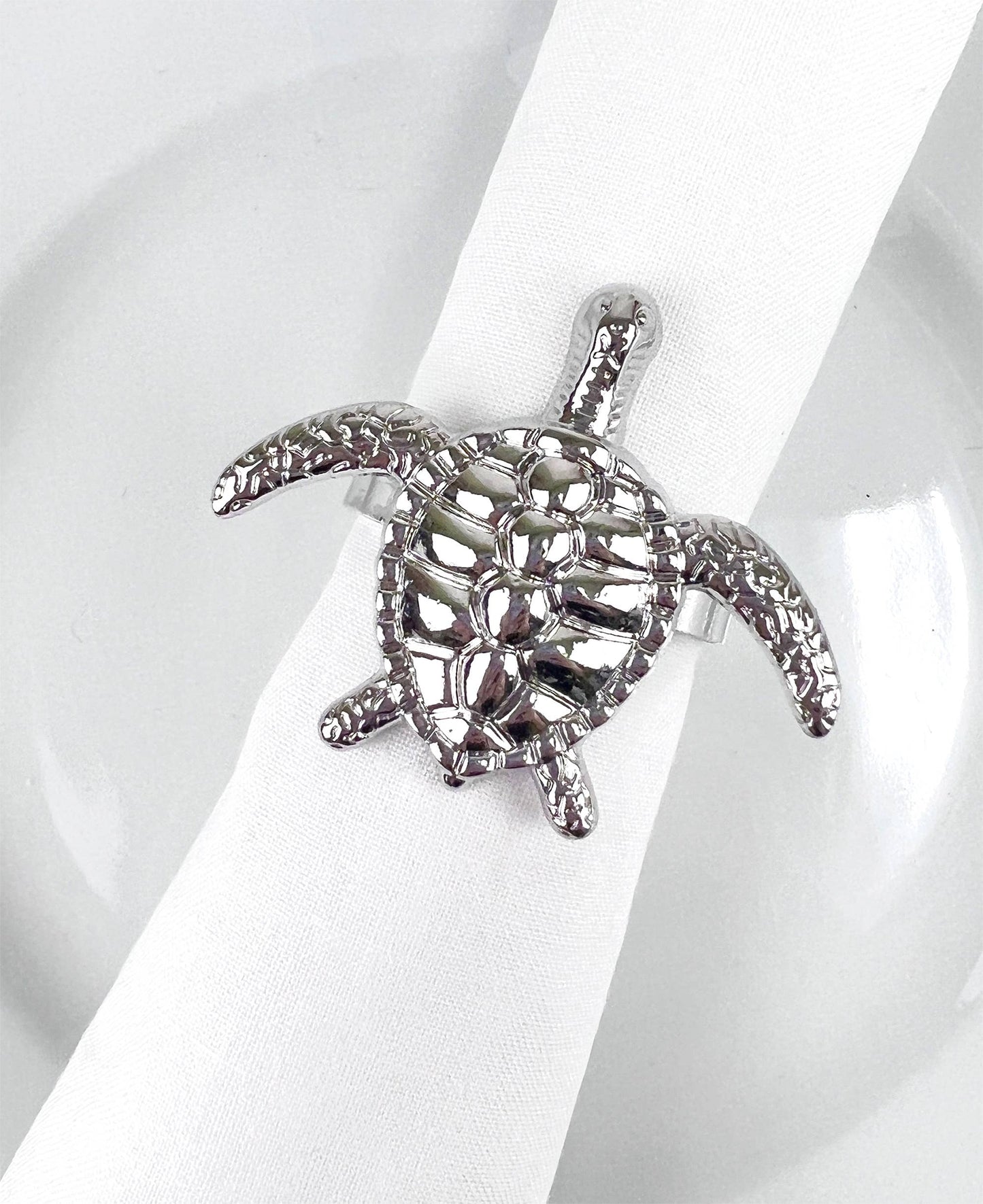 Silver Coastal Sea Creatures Metal Napkin Rings - Set of 6