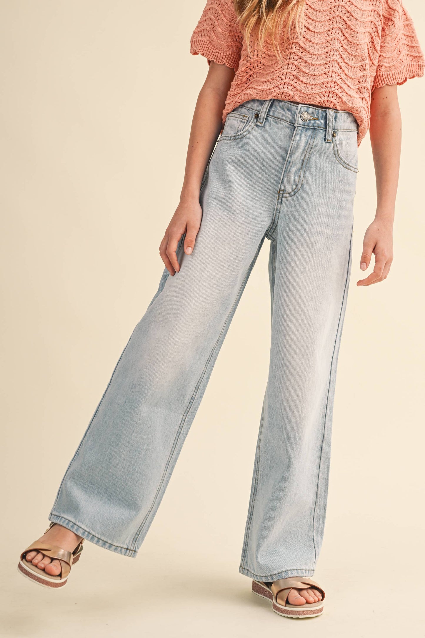 TWEEN KIDS GIRLS WIDE LEG DENIM PANTS (7-14)