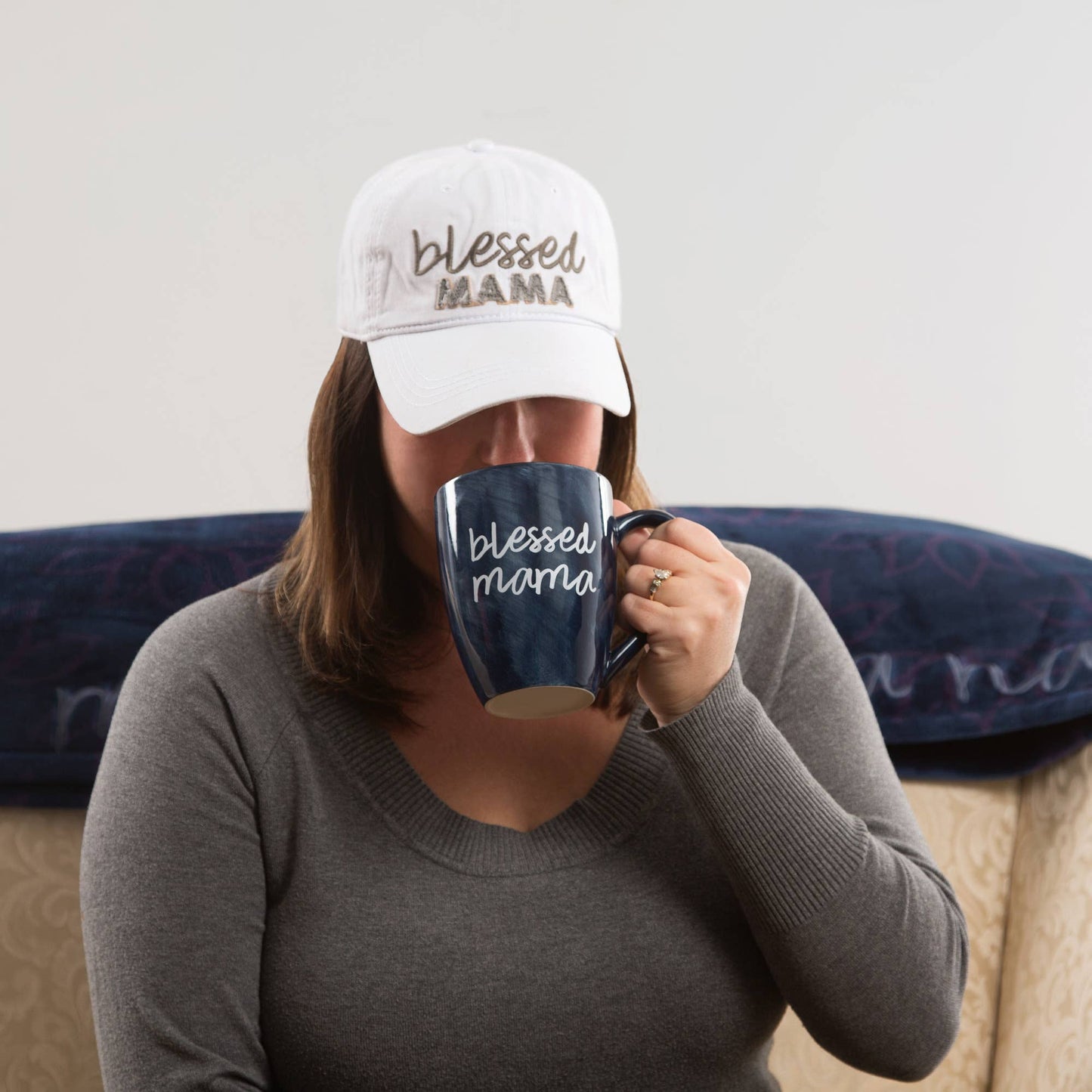 Blessed Mama - White Adjustable Hat