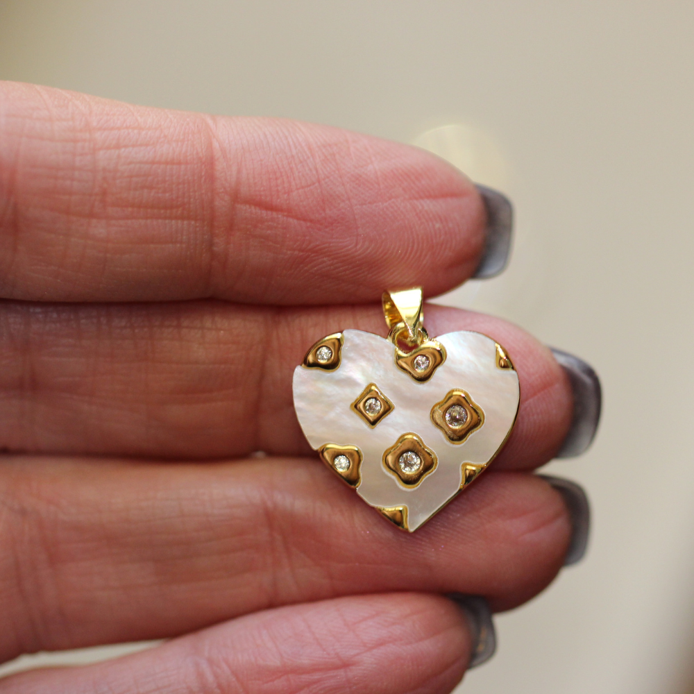 Pearl Blossom Heart Charm ~ Deep South Originals in