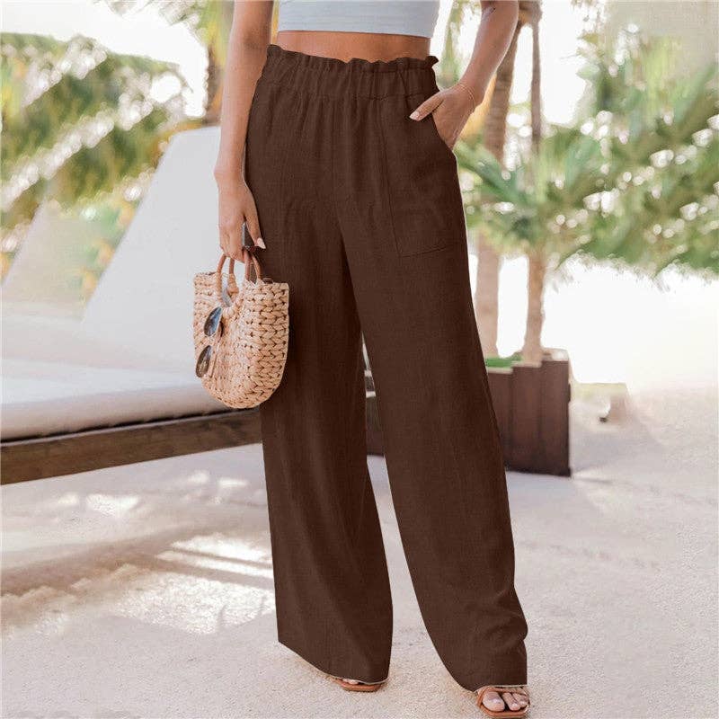 Ladies High Waist Stright Wide Leg Pants SKP9029