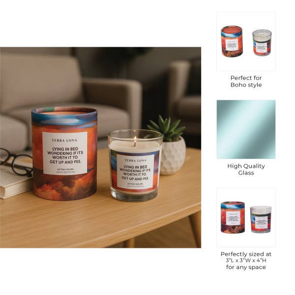 Decorative Candle - Orange/Blue Glass Lying In Bed, 7 Oz