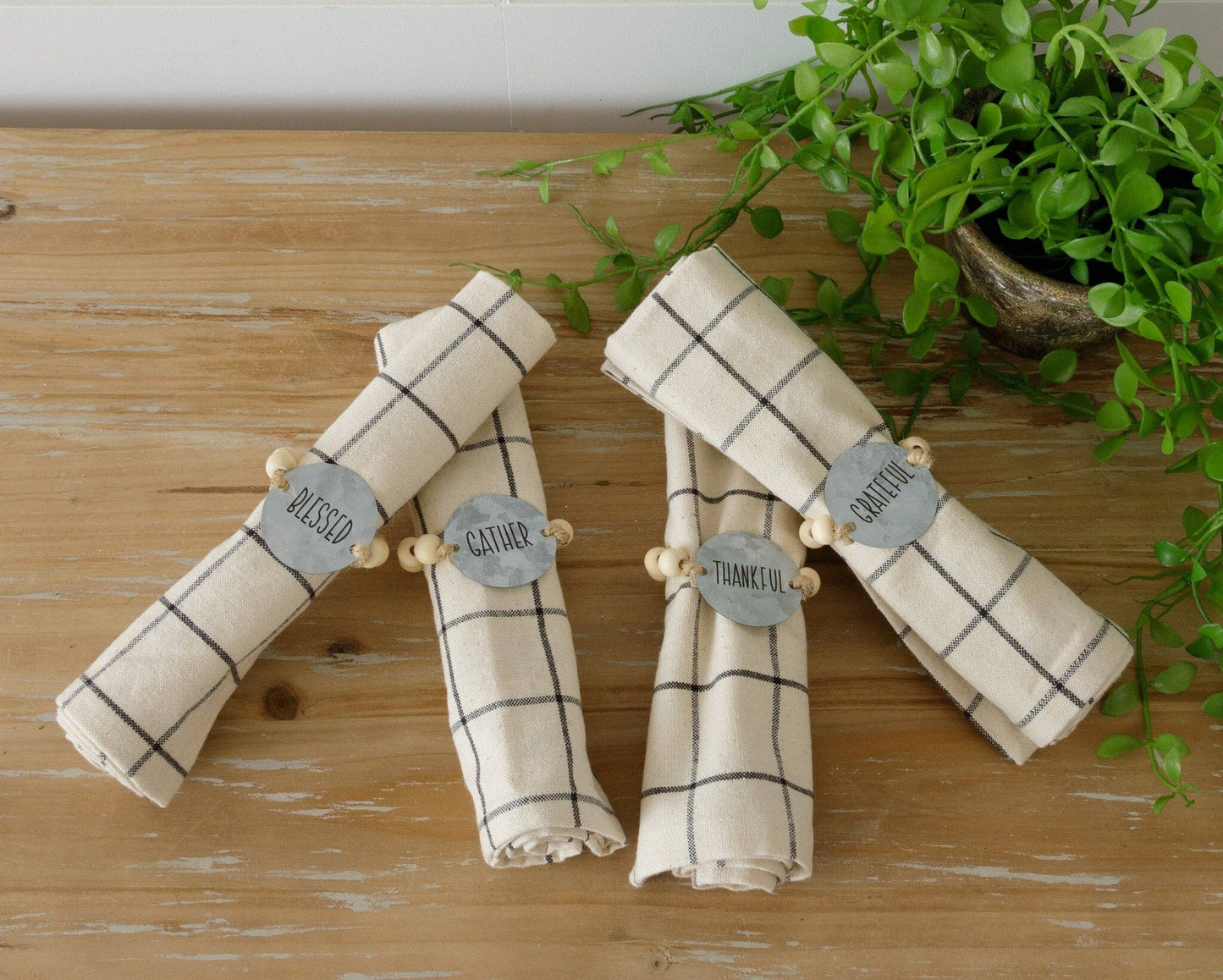 Napkin Rings - Blessed, Thankful, Gather, Grateful